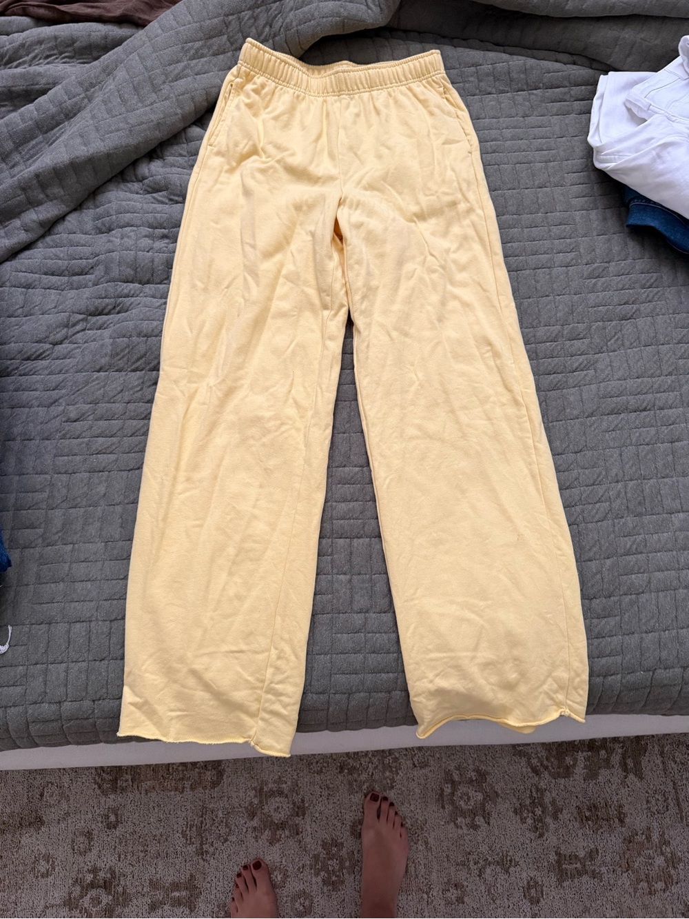 GAP Pale Yellow Elastic-Waist Wide-Leg Kids Sweatpants